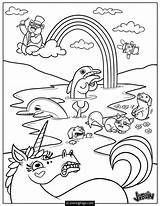 Coloring Pages Unicorns Rainbows Dancing Fluffy Rainbow Unicorn Pink Printable Animals Popular sketch template