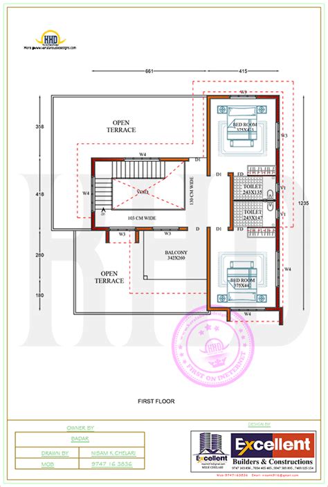 flat roof house  floor plan  excellent builders  constructions kerala home design