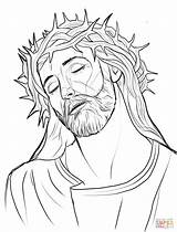 Jesus Coloring Template Pencil Simple Pages Christ Crown Thorns Sketch sketch template