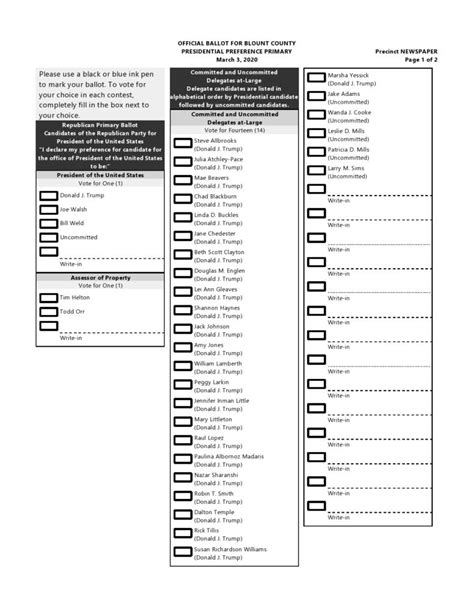 voting ballot templates word  templatelab