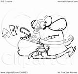 Clipart Burglar Hasty Sack Running Male Illustration Cartoon Toonaday Royalty Stolen Goods Lineart Outline Vector sketch template