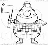 Lumberjack Coloring Pages Axe Chubby Holding Happy Clipart Cartoon Female Cory Thoman Outlined Vector Male Getcolorings Profitable sketch template
