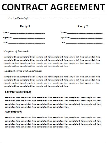 employment agreement contract template  printable documents