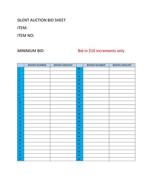 bidders list template