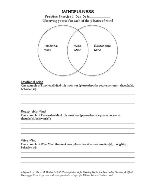 mindfulness therapy worksheets dbt therapy dbt mindfulness