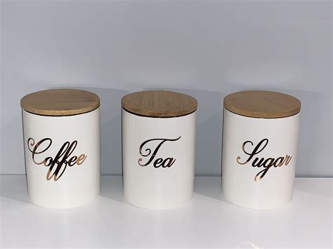 set   tea coffee sugar white porcelain canisters