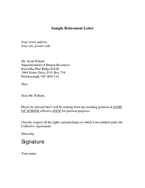 sampleretirementletter retirement letter  employer resignation