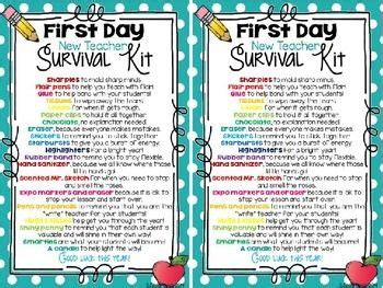 editable  day teacher survival kit card freebie survival kit