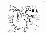 Dino Coloring Dinosaur Pages Fishing Printable Dinosaurs sketch template