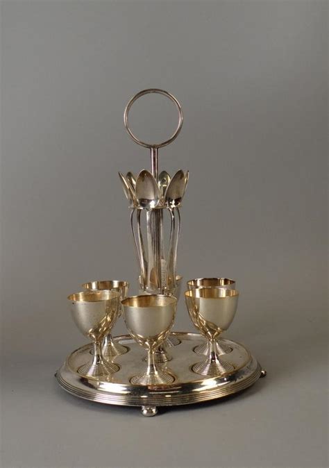 sold price silverware egg cups holder  silver plated wmf egg cups  spoons invalid