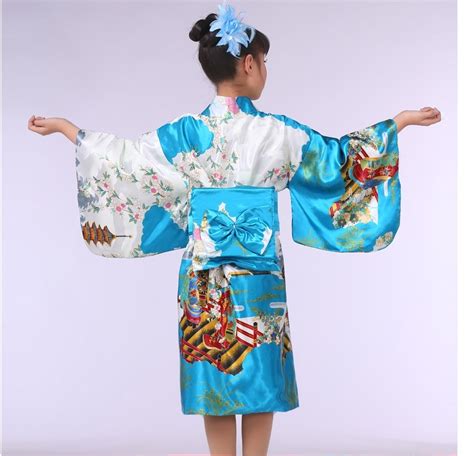 ethnic clothing novelty blue japanese baby girl kimono  obi