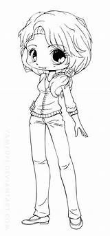 Coloring Anime Pages Chibi Girl Cute Popular Simple sketch template