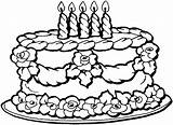 Cake Coloring Birthday Pages Printable Kids Clipart sketch template