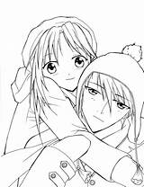 Anime Couple Outline Coloring Pages Template Couples sketch template