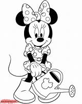 Minnie Coloring Pages Mouse Watering Disney Holding sketch template