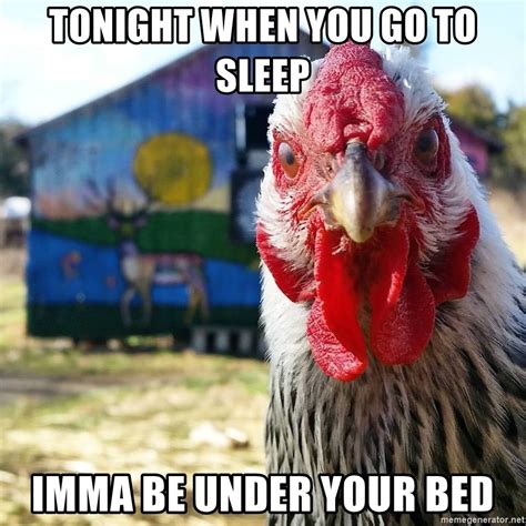 tonight when you go to sleep imma be under your bed coco the rooster