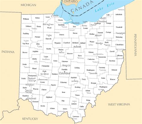 Map Of Ohio Political County Geography Transportation