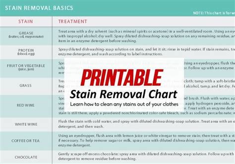 pin  stain removal chart