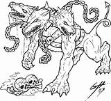 Hellhound Cerberus Cerbero Drawings Headed Rev3 Demon Aliens Sketches Ecosia Hipster Japoneses Tattoodaze Nether sketch template