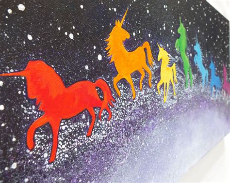 unicorn rainbow painting   fantasy themed acrylic etsy ireland