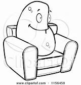 Couch Potato Lazy Clipart Cartoon Coloring Chair Vector Outlined Thoman Cory Regarding Notes sketch template