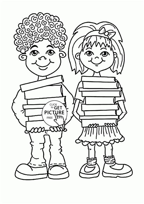 children  school books coloring page  kids   school