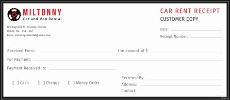 car rental receipt template fresh  car rent receipt template