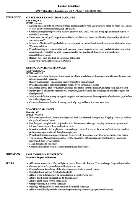 concierge job description sample hq template documents