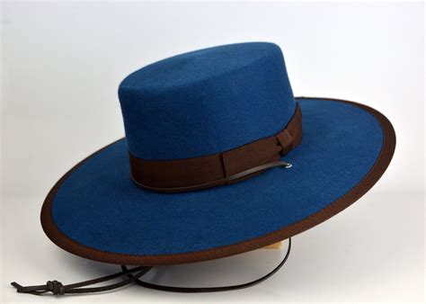 bolero hat  olmeca blue fur felt flat crown wide brim etsy wide
