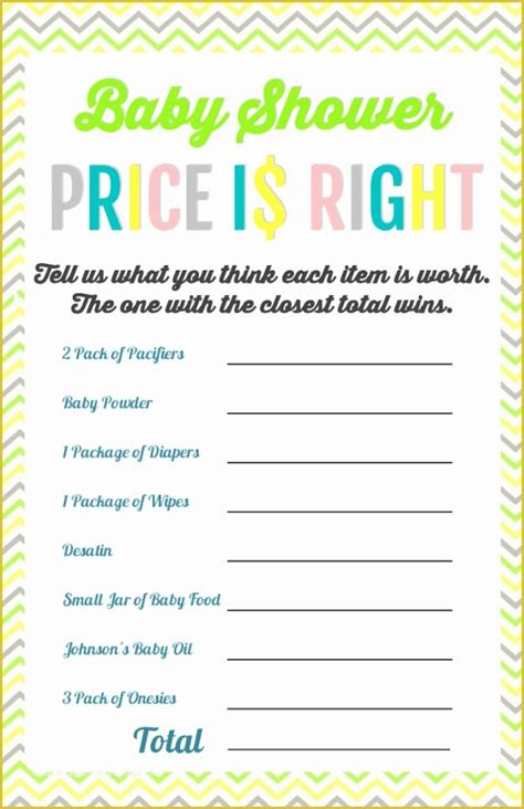 price   baby shower game  template   printable baby