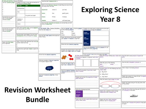 exploring science year  revision worksheets teaching resources