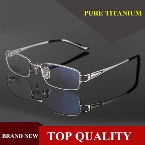 pure titanium eyeglass frames luxury half rimless fashion glasses