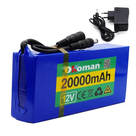 okoman rechargeable portable battery pack  mah lithium ion battery pack dc  ah