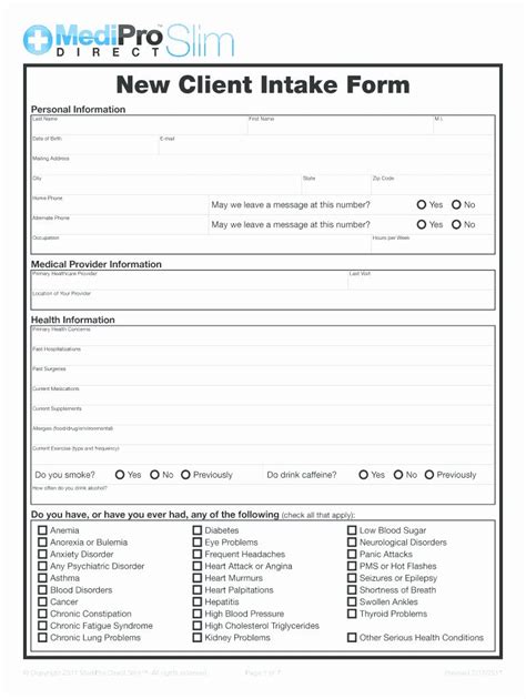 medical intake forms template effect template massage therapy