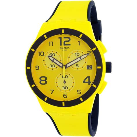 swatch swatch mens chrono plastic susj yellow silicone quartz dress  walmartcom