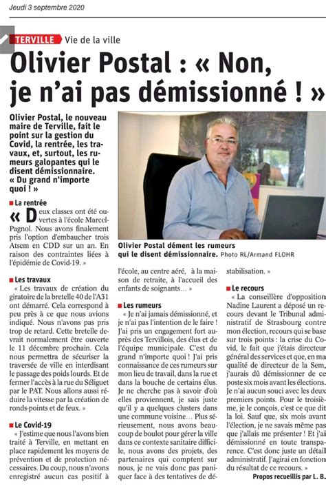 Article Du Rl Olivier Postal Non Je Nai Pas Démissionné
