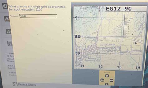 digit grid coordinates  spot elevation  answer  trainin id te