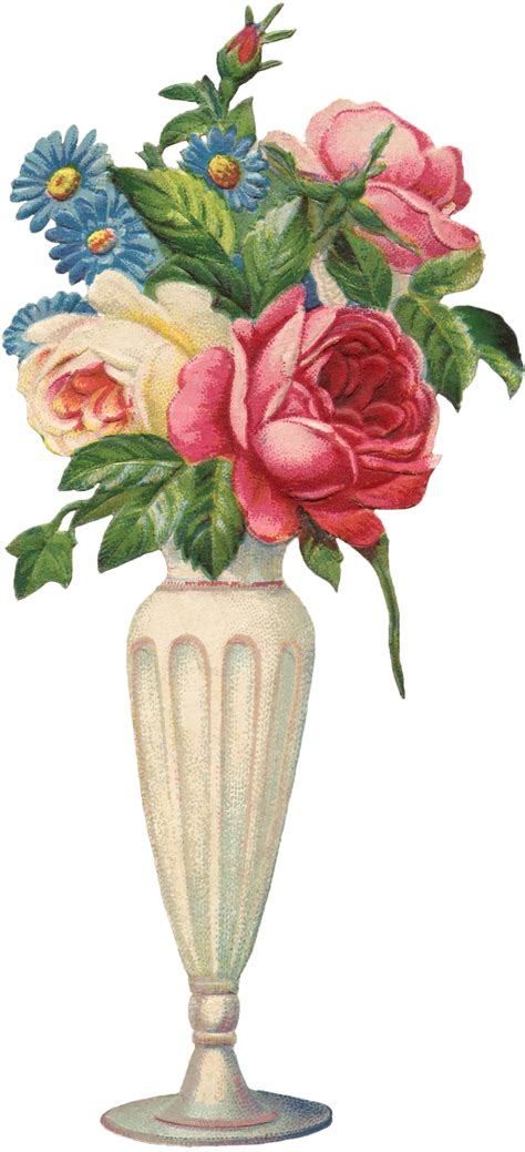 vintage flowers vase image  graphics fairy