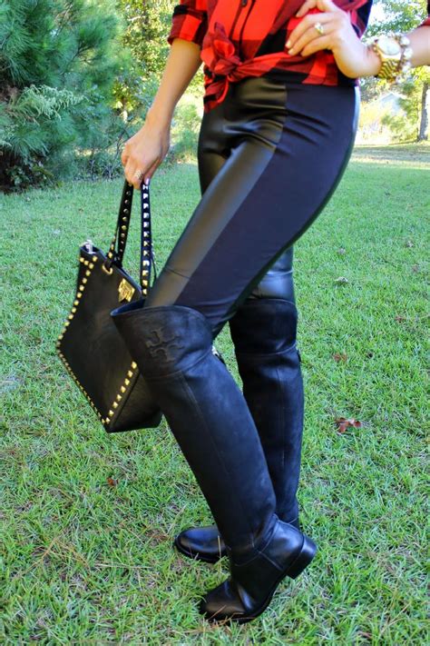 saltwater and stilettos check mate black riding boots outfit