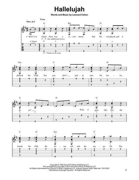 hallelujah by leonard cohen easy guitar tab guitar instructor