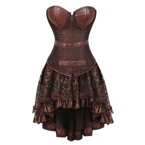 womens gothic corset dress vintage 2 piece set bodyshaper steampunk