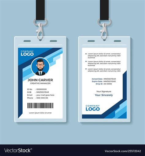 Blue Graphic Employee Id Card Template Pertaining To Template For Id