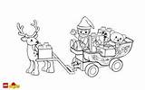 Lego Christmas Coloring Pages Sleigh Reindeer Duplo Holiday sketch template