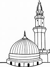 Masjid Mewarnai Islamic Kaaba Nabawi Nabvi Allah Gumbad Mecca Coloriages Prophet Khazra sketch template