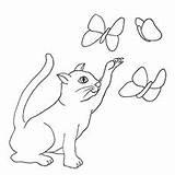 Coloring Pages Cat Printable Butterfly Kids Catch Little Momjunction Trying Cats Drawings Friends sketch template