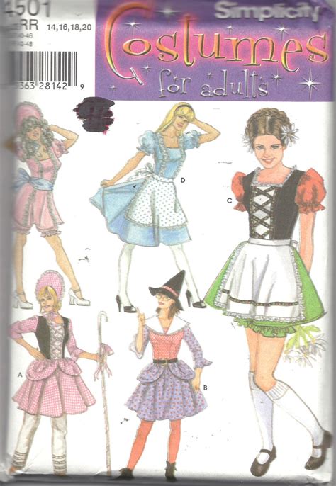 Adult Simplicity Costume Pattern 4501 Sexy Bo Peep Witch Alice