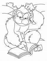 Coloring Pages Ape Writer Animal Animals Kids sketch template