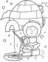 Eskimo Igloo Colouring Preschoolactivities Hiver Iglo Season îµî Luge Kindergarten sketch template