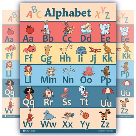 learning colorful abc chart poster preschool classroom young  refined