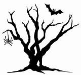 Halloween Tree Clipart Creepy Spooky Scary Clip Trees Vector Drawing Cliparts Silhouette Haunted Outline Bat Spider Library Clipground Find  sketch template